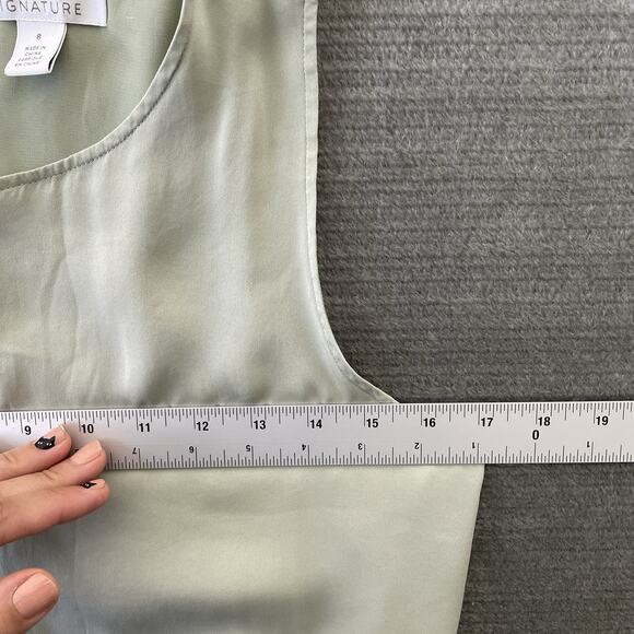 Nordstrom Signature Silk Dress Women 8 Mint Green Silk Maxi Slip Side Slit - Picture 8 of 9